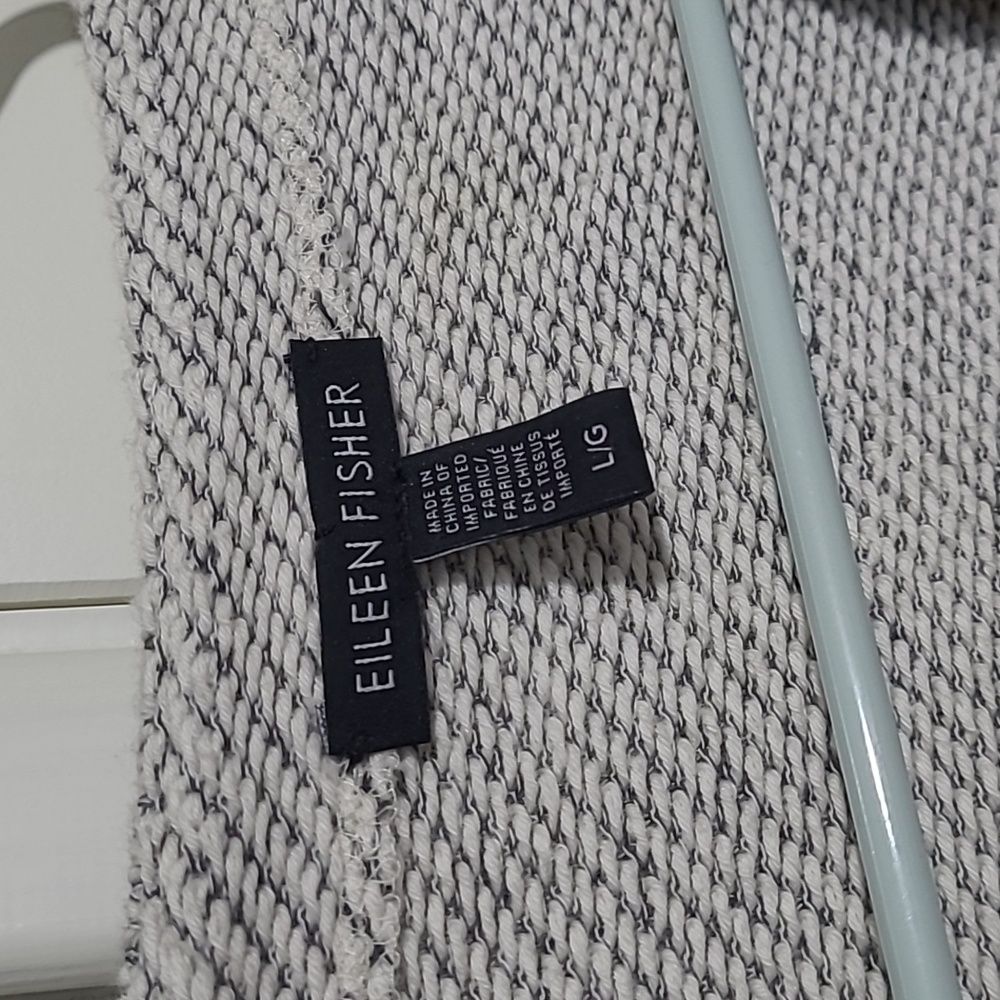 LAST CHANCE! DONATING SOON! Eileen Fisher woven cotton zip moto jacket L - Picture 3 of 10